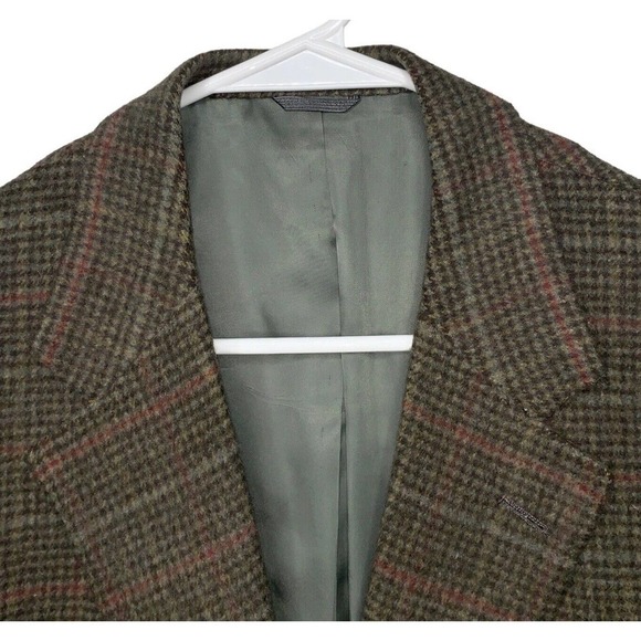 VTG Harry Lebow Camel Hair Houndstooth Plaid Sport Coat Mens 40L Jacket - Picture 4 of 11
